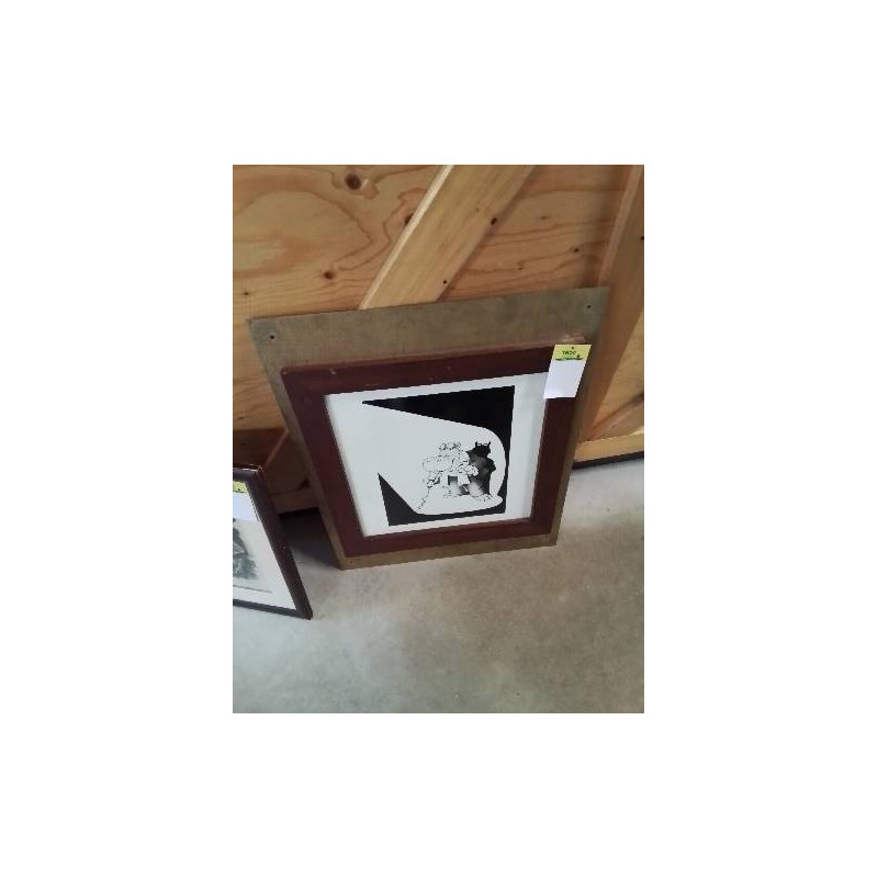 TABLEAU HIPPOPOTAME CADRE MÉTAL DORÉ 