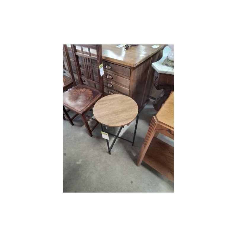 SELLETTE RONDE PIÈTEMENT MÉTAL NOOF PLATEAU BOIS CLAIR