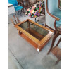 TABLE BASSE RECTANGULAIRE BOIS CLAIR 2 NIVEAUX DESSUS PLATEAU VERRE 
