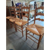 4 CHAISES BOIS CLAIR PAILLÉ DOSSIER MOUSTACHE A TOUPIES 