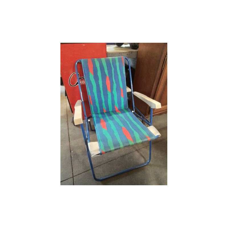 FAUTEUIL DE CAMPING PLIANT METAL ET TOILE BLEU LAFUMA