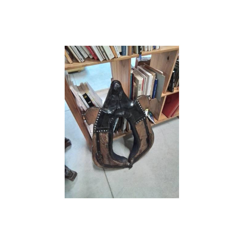 COLLIER DE CHEVAL BOIS  ET CUIR NOIR