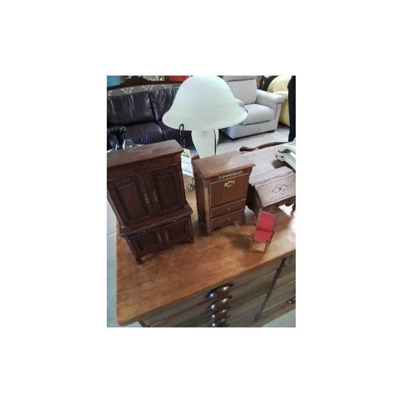4 MEUBLES MINIATURES BOIS DÉBUT XXE