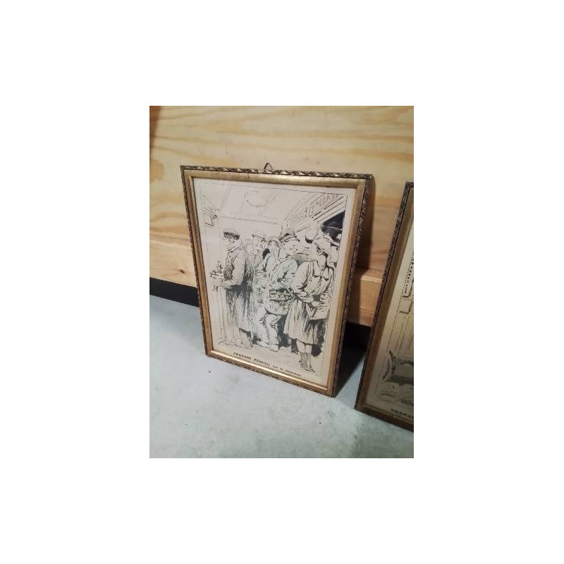 GRAVURE THANASE PEQUEU SUR LE TRAMWAY