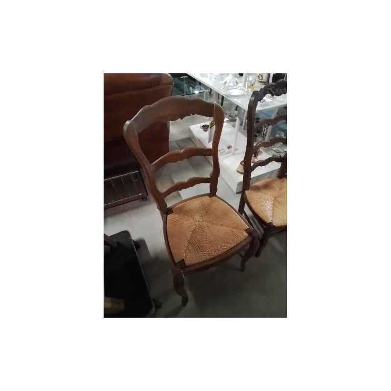 CHAISE BOIS PAILLÉ DOSSIER CHANTOURNÉ STYLE RÉGENCE 