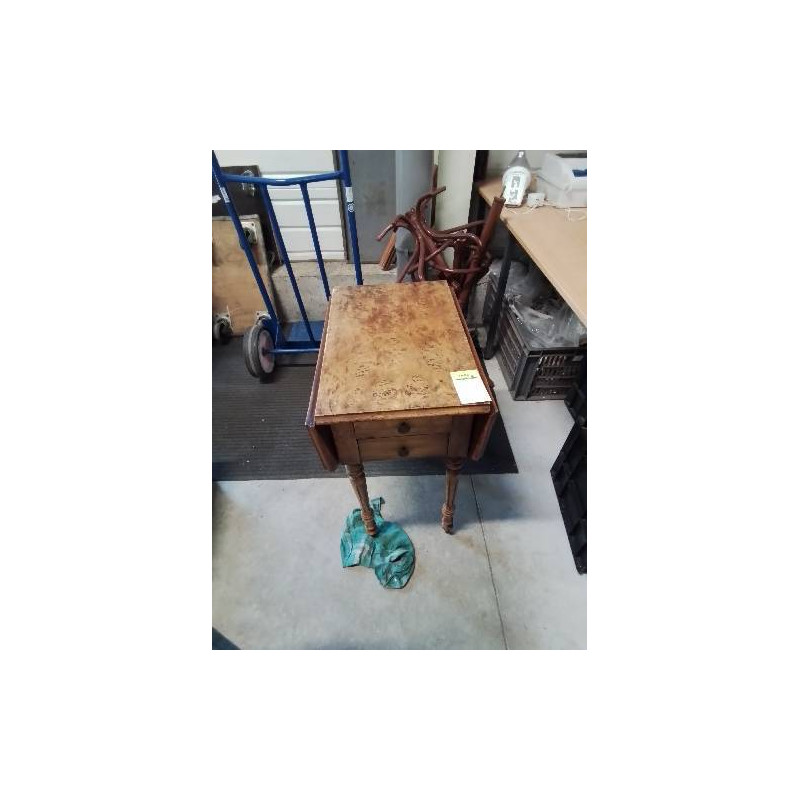 CHEVET NAPOLÉON III BOIS CLAIR A ABATTANTS 2 TIROIRS 