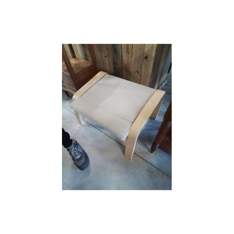 REPOSE PIEDS BOIS CLAIR ET TISSU TAUPE