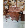 CHEVET BOIS MARQUETÉ DESSUS MARBRE ROUGE VEINÉ STYLE LOUIS XVI