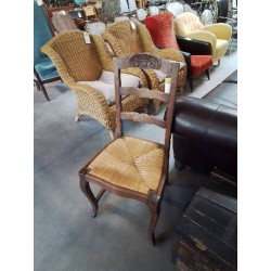 CHAISE PAILLÉ BOIS SCULPTÉ...