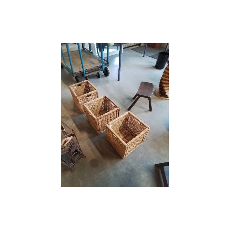 CAISSE CARRÉE A POIGNÉES VANNERIE 