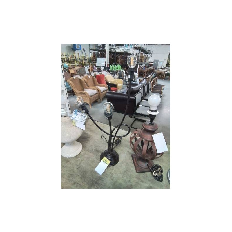 LAMPE MÉTAL COURBE MARRON  3 FEUX