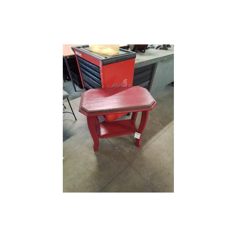 CONSOLE OCTOGONALE  BOIS MOULURÉ PEINT ROUGE 2 NIVEAUX 