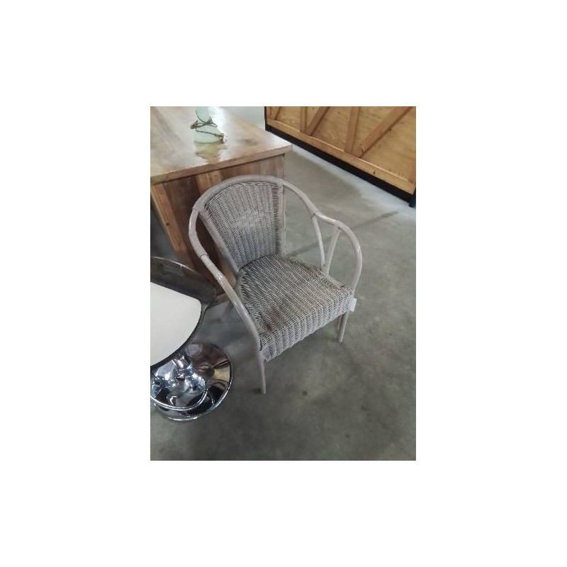 FAUTEUIL ROTIN ET OSIER TAUPE