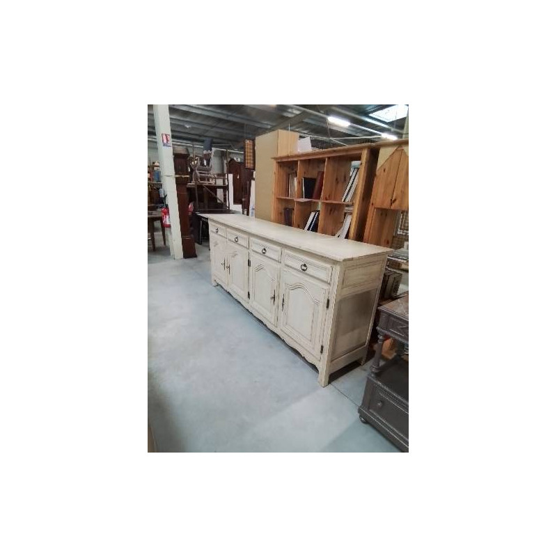 TRAITE PICARDE BOIS MOULURÉ CÉRUSÉ ÉCRU 4 TIROIRS 4 PORTES XXE