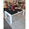 TABLE RECTANGULAIRE PIÈTEMENT BOIS BLANC PLATEAU VERRE NOIR CALLIGARIS 200X100X75CM