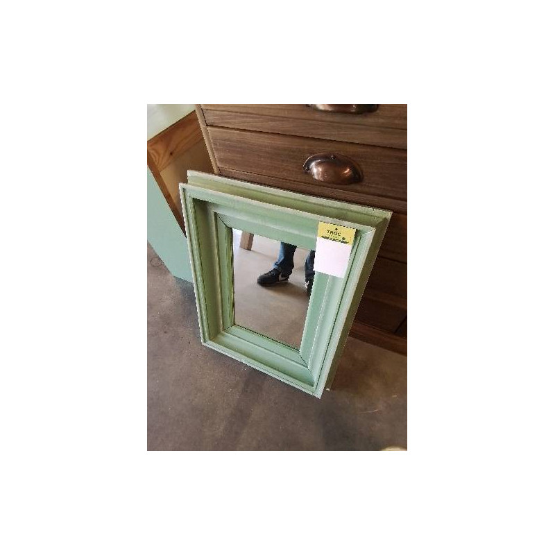 MIROIR RECTANGULAIRE BOIS MOULURÉ PEINT VERT