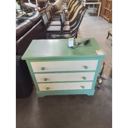 COMMODE BOIS PEINT VERT ET...