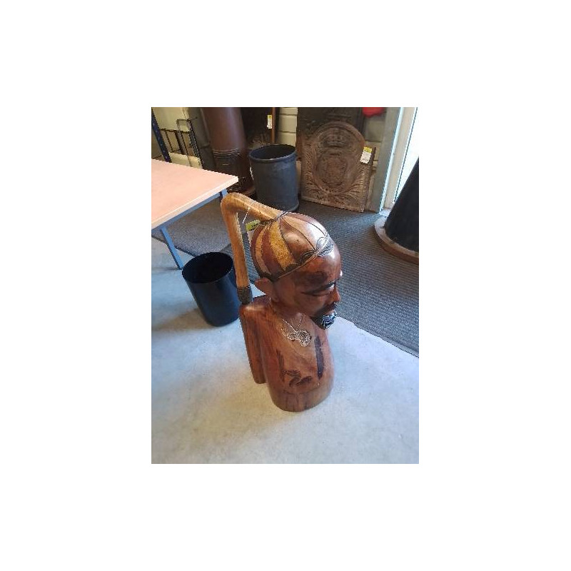 STATUE CAMEROUNAISE BUSTE HOMME BOIS 