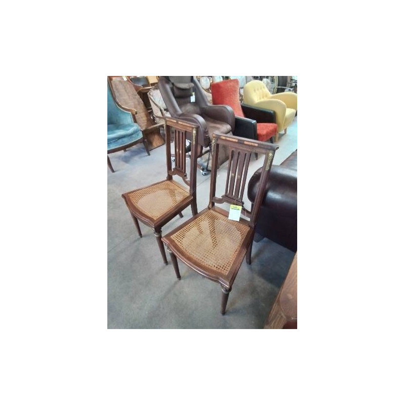 PAIRE DE CHAISES BOIS ASSISE CANNÉE STYLE LOUIS XVI
