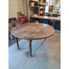TABLE RONDE A ABATTANTS BOIS FIN XIXE 143X72CM