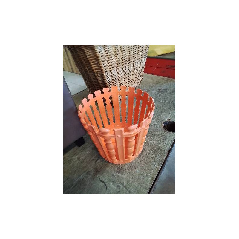 JARDINIÈRE RONDE RÉSINE ORANGE SYLA ANNÉES 70