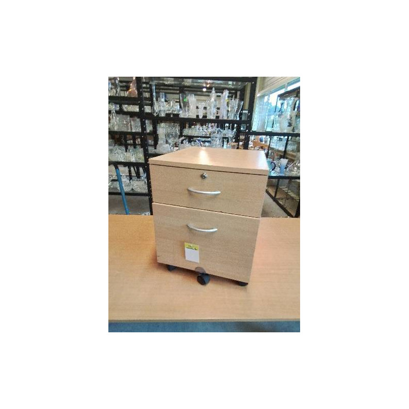 CLASSEUR DE BUREAU A ROULETTES BOIS CLAIR 2 TIROIRS 