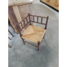 FAUTEUIL DE COIN BOIS TOURNÉ ASSISE PAILLÉ DÉBUT XXE