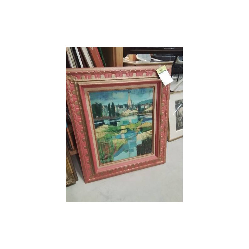 HUILE SUR TOILE HONFLEUR PETER DELUCA (1941-2012)