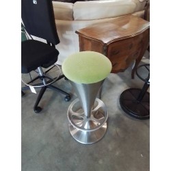 TABOURET DE BAR PIÈTEMENT MÉTAL BROSSÉ ASSISE TISSU VERT PEDRALI DREAM 4816