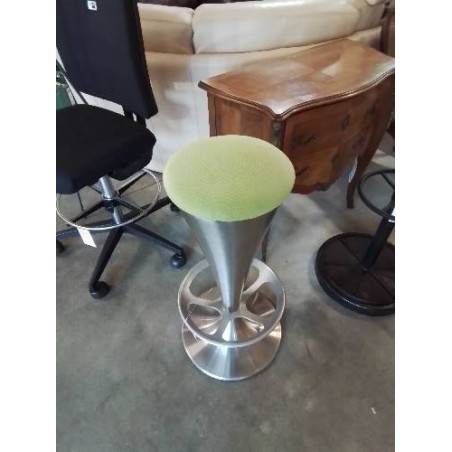 TABOURET DE BAR PIÈTEMENT MÉTAL BROSSÉ ASSISE TISSU VERT PEDRALI DREAM 4816