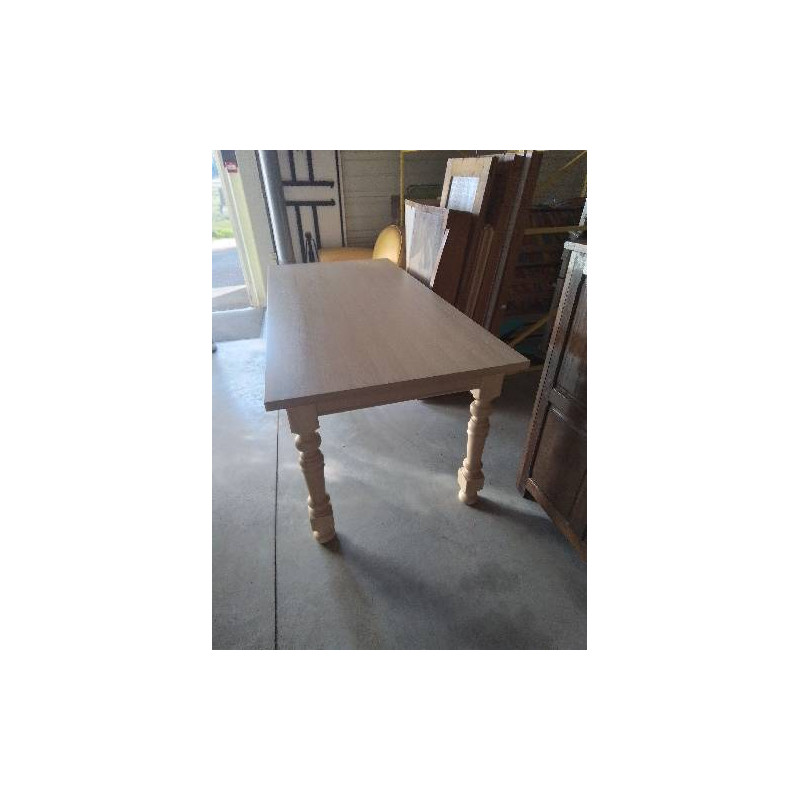 TABLE RECTANGULAIRE BOIS CLAIR 180X85X75CM 2RAL40CM +6 CHAISES BOIS PAILLÉ 