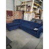 CANAPÉ D’ANGLE VELOURS BLEU GAUCHE STYLE CHESTERFIELD 