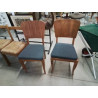 PAIRE DE CHAISES BOIS CLAIR ASSISE TISSU GRIS ANNÉES 50 