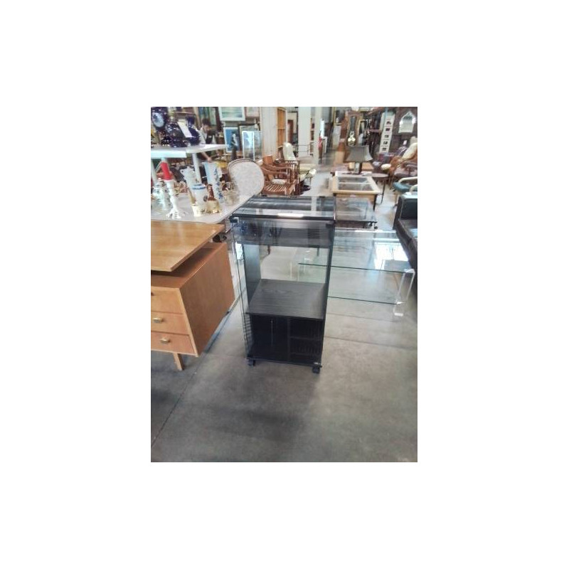 MEUBLE HI-FI 1 PORTE VITRÉE BOIS ET VERRE