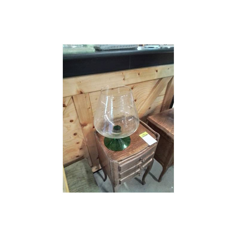 VASE SUR PIEDOUCHE VERRE SOUFFLE TEINTÉ VERT