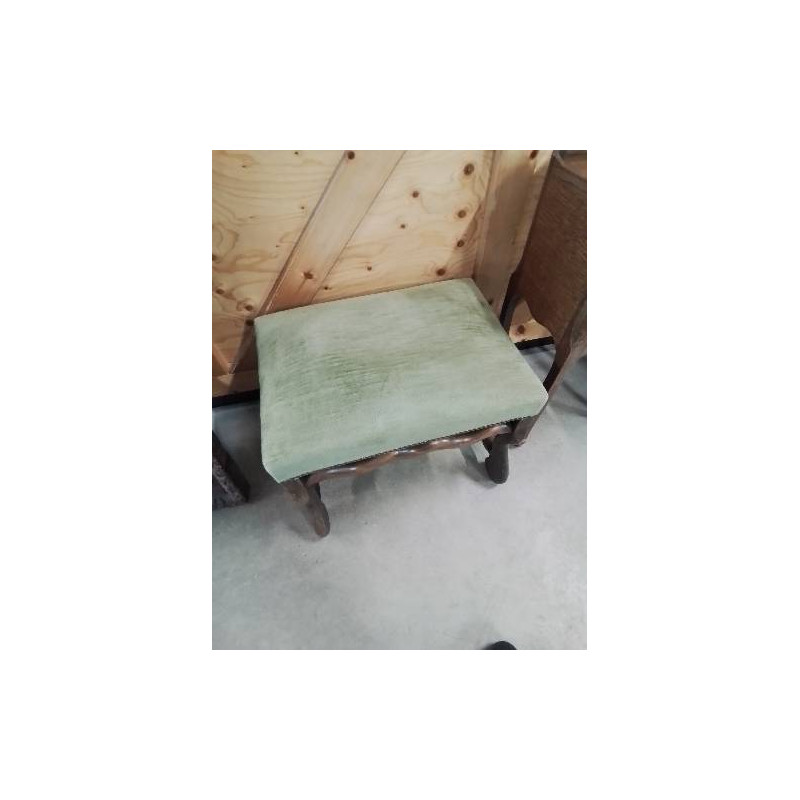 TABIURET BOIS CAPITONNÉ TISSU VERT STYLE LOUIS XIV 