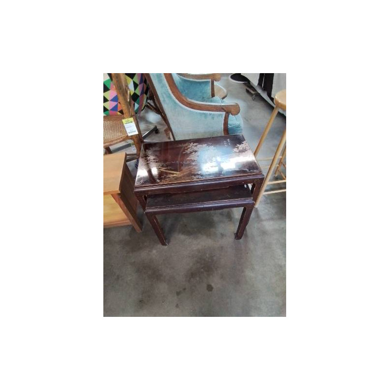 2 TABLES BASSES GIGOGNES BOIS LAQUÉ STYLE ASIATIQUE 