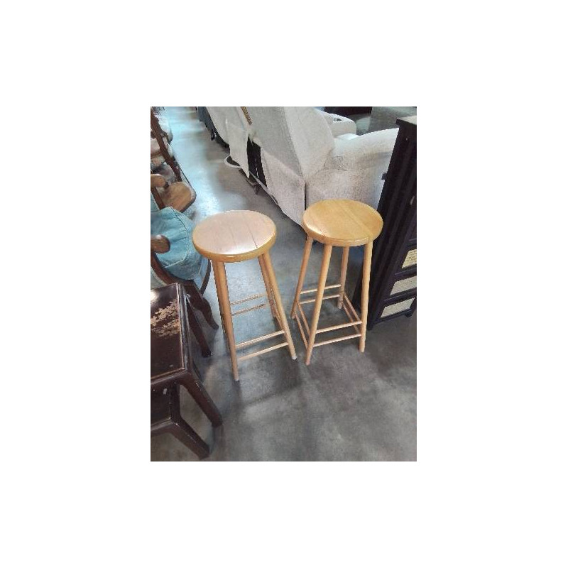 TABOURET ROND HAUT BOIS CLAIR