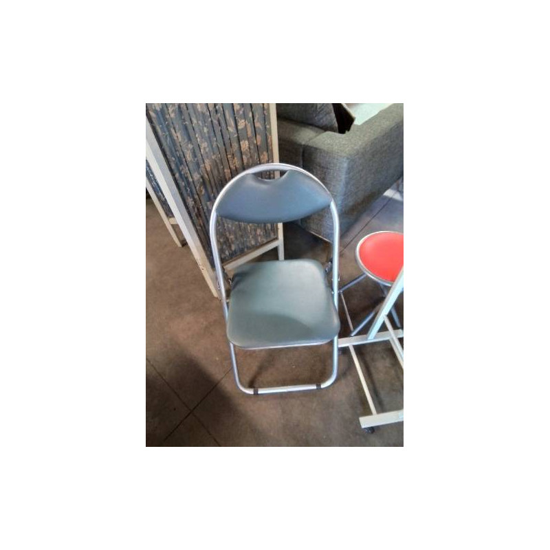 CHAISE PLIANTE METAL ET PU GRIS
