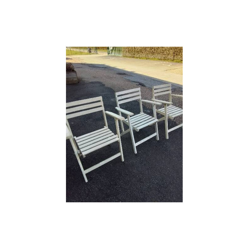 FAUTEUIL DE JARDIN PLIANT BOIS BLANC AJOURÉ 