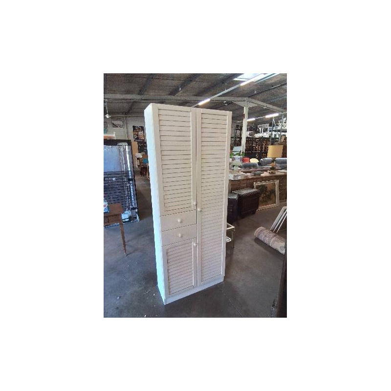 MEUBLE DE SALLE DE BAIN BOIS BLANC 3 PORTES 2 TIROIRS 