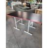 TABLE RECTANGULAIRE BOIS NOIR SUR TRETAUX MÉTAL BLANC