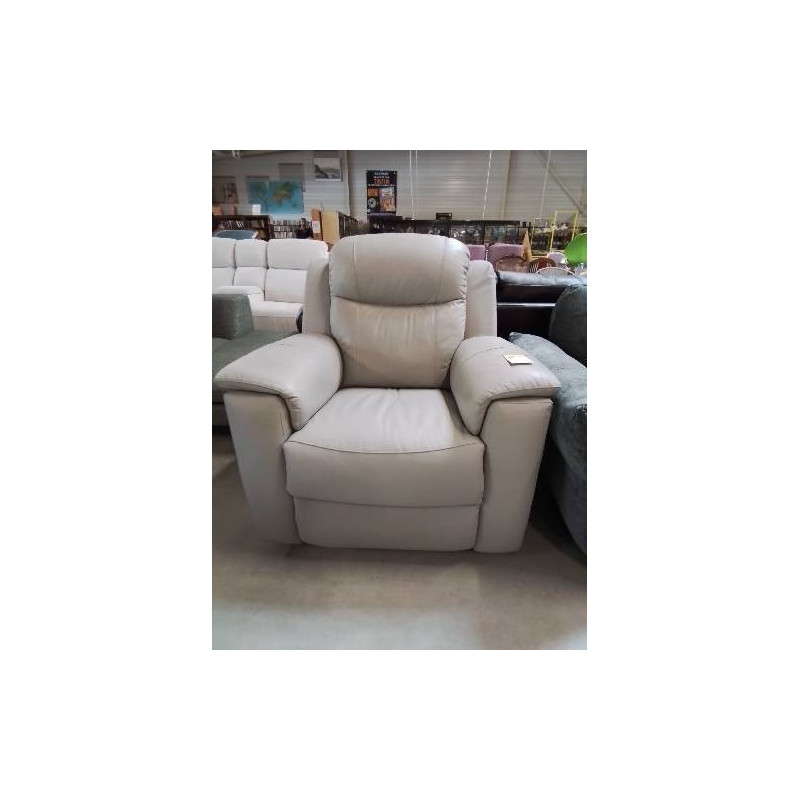 FAUTEUIL RELAX EVASION CUIR GRIS CLAIR