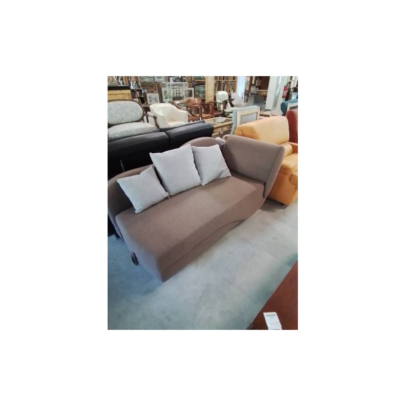 MÉRIDIENNE GAUCHE AVEC COFFRE TISSU MARRON PENELOPE