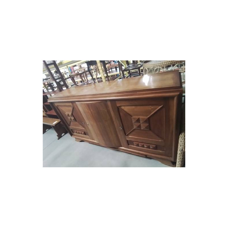 ENFILADE BOIS CLAIR SCULPTÉ 3 PORTES ANNÉES 40