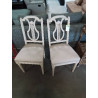 CHAISE BOIS ECRU CAPITONNÉ TISSU ECRU DOSSIER LYRE STYLE LOUIS XVI