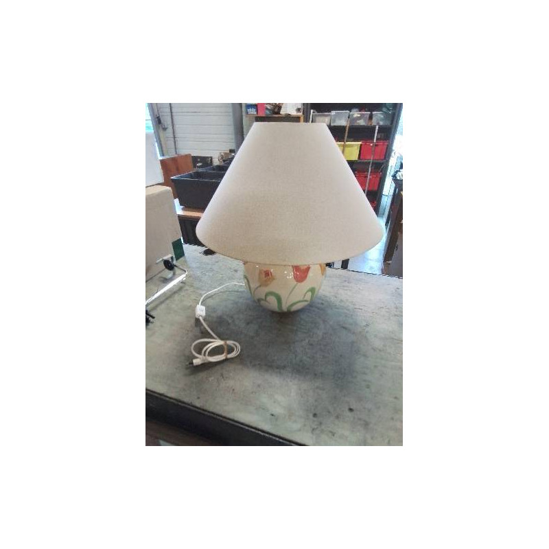 LAMPE CÉRAMIQUE AUX TULIPES AJ ECRU