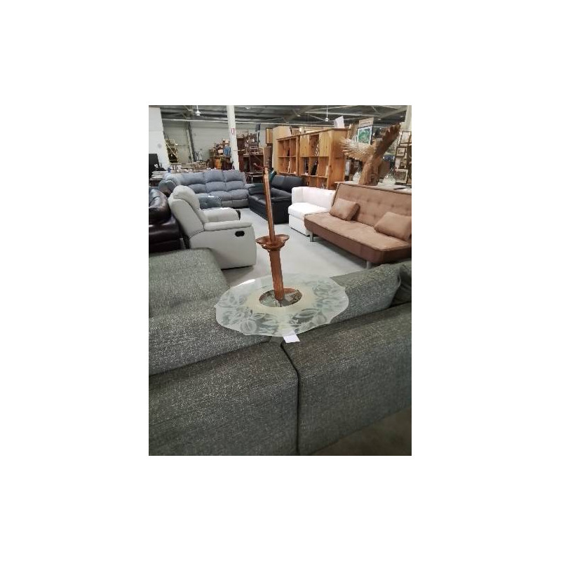 LUSTRE CUIVRE ET VERRE DÉCOR AUX FLEURS ART DÉCO 