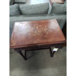 BUREAU A COLONNE ET ENTRETOISE BOIS DE ROSE MARQUETÉ STYLE LOUIS XVI