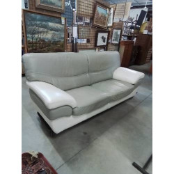 CANAPÉ CUIR TAUPE ET ECRU 